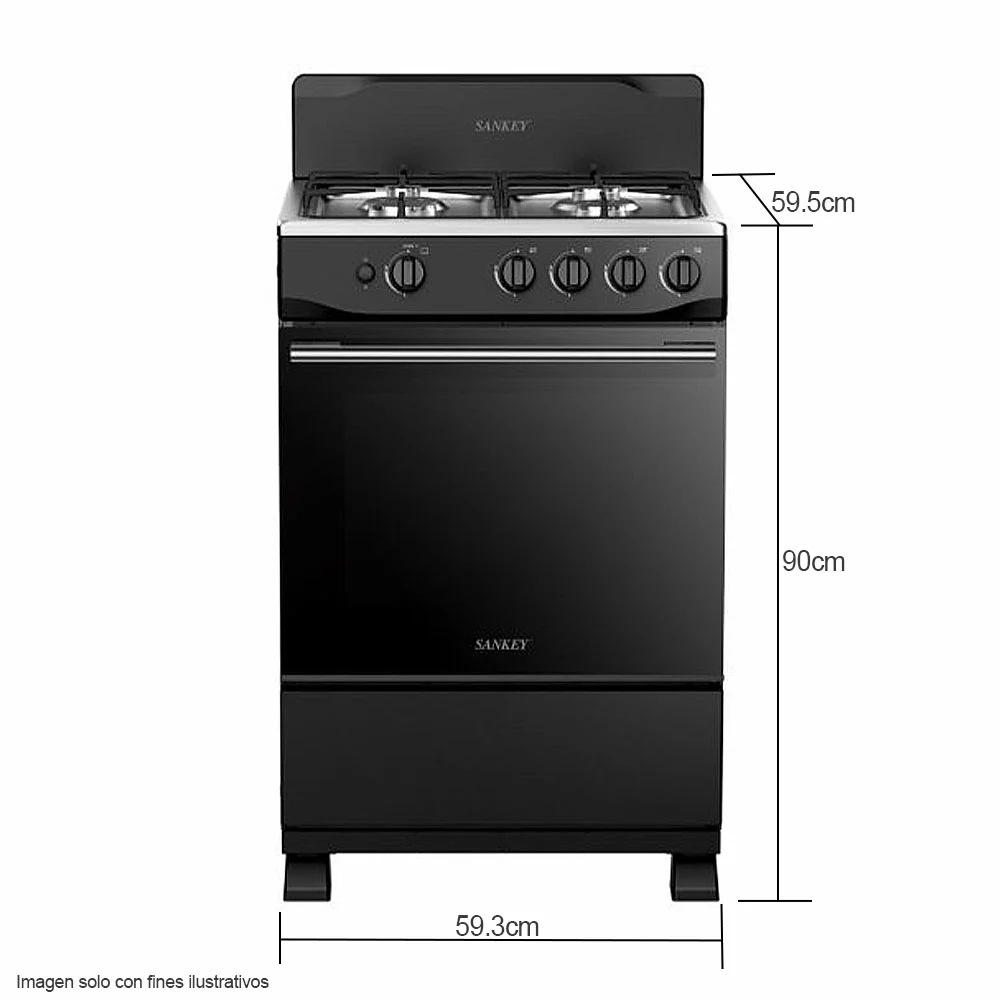 Estufa a gas de 24" BELL BL Sankey 4 quemadores color negro - Image 2