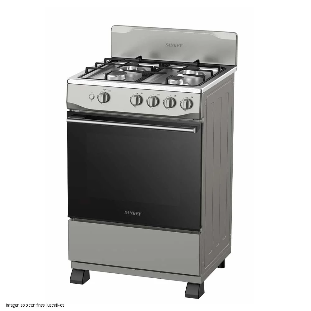 Estufa a gas de 24" BELL SL Sankey  4 quemadores, encendido eléctrico, color gris, cubierta en acero inox.