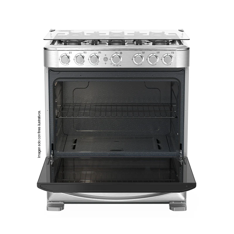 Estufa a gas de 30" (76cm) EMA7620FX0 Mabe, 6 quemadores, encendido electrónico por botón, parrillas de hierro fundid, horno de 109.83 litros - Image 2