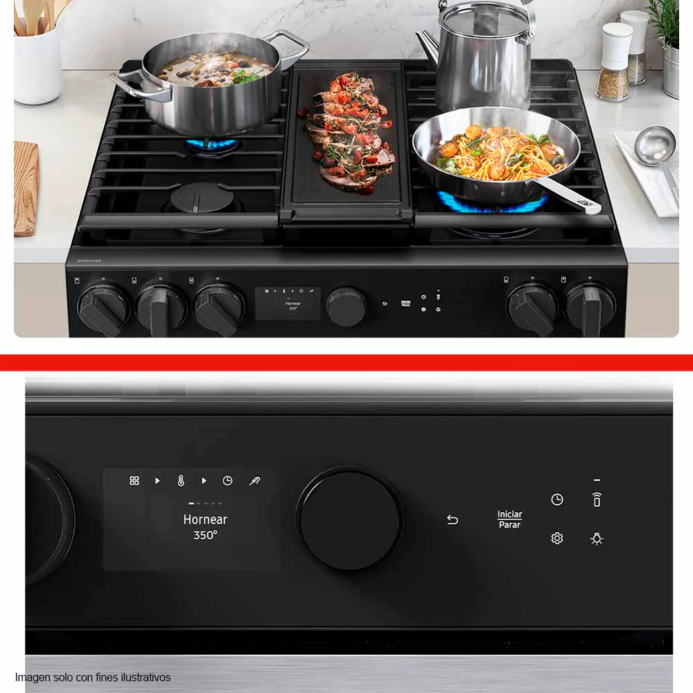 Estufa a gas de 30" Bespoke NSG6DB850012AX Smart Samsung Slide-In Air Friyer & Wi-Fi, Air Sous Vide - Image 6