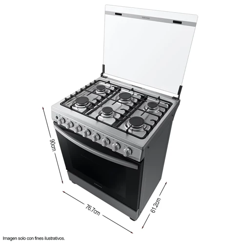 Estufa a gas de 30" de 6 quemadores NX52T5511LS/AP Samsung mesa de acero inoxidable y tapa de vidrio - Image 4