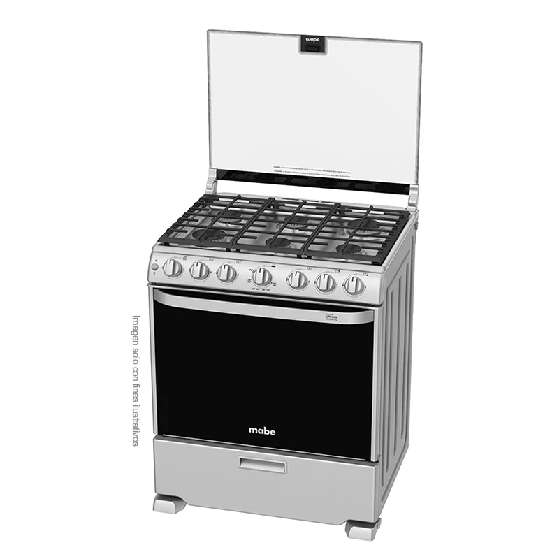 Estufa a gas de 30" EM7660CFIX1 Mabe, 6 quemadores, cubierta sellada de acero inoxidable, parrillas de hierro fundido, encendido eléctrico por botón. - Image 2