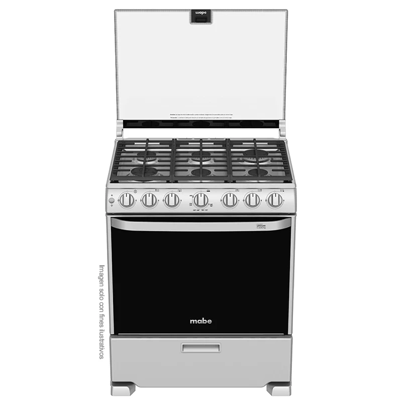 Estufa a gas de 30" EM7660CFIX1 Mabe, 6 quemadores, cubierta sellada de acero inoxidable, parrillas de hierro fundido, encendido eléctrico por botón. - Image 3
