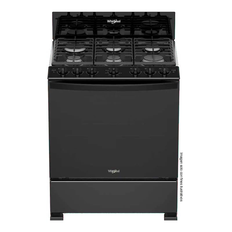 Estufa a gas de 30" LWFR3400B Whirlpool, cubierta porcelanizada, 6 quemadores, respaldo de cristal templado. - Image 2