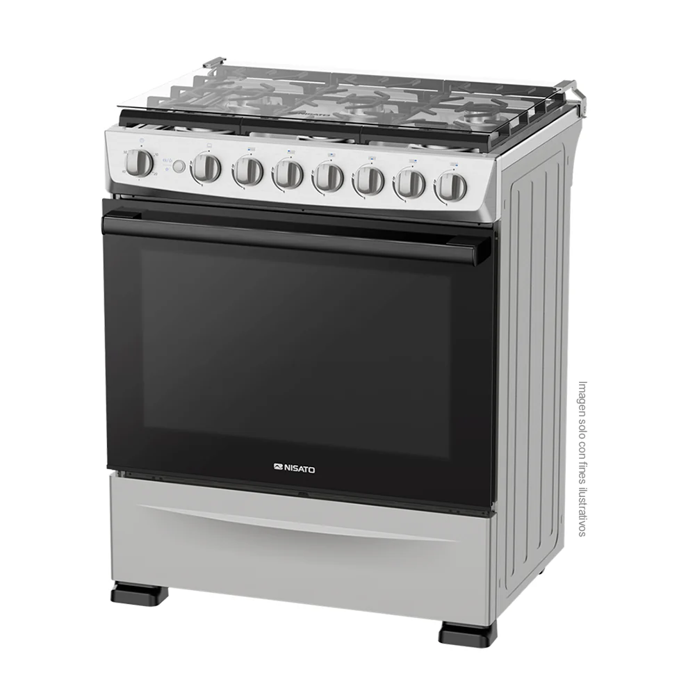Estufa a gas de 30" NE-7774TVDM Nisato, 6 quemadores, acero inoxidable, encendido eléctrico. - Image 2