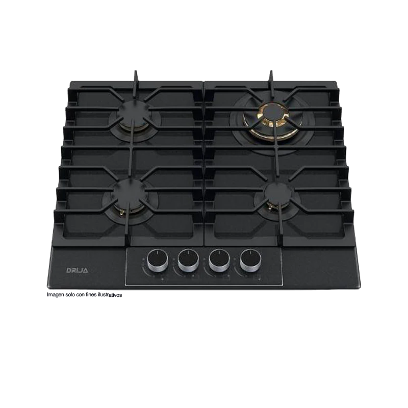 Estufa a gas empotrable Italia 60, Drija, 4 quemadores SABAF, superficie vitrocerámica, 1110-220V / 50-60Hz