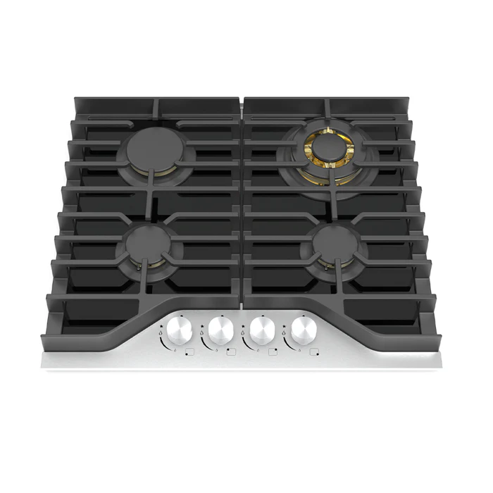 Estufa a gas empotrable RCA Icon de 24" RCBS60BG, de vidrio templado negro de 8 mm y acero inoxidable 304