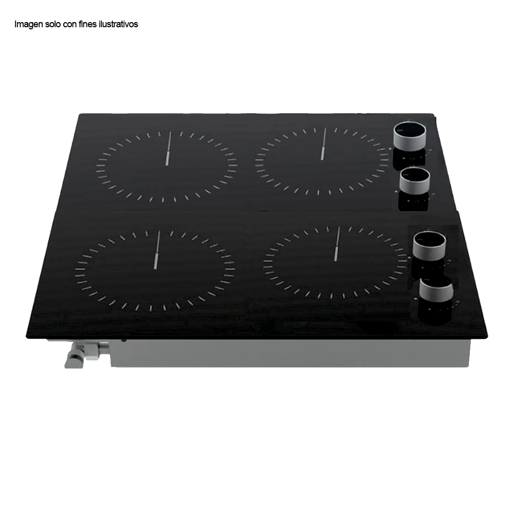 Estufa Bari 60 de 58cm eléctrica vitroceramica negra 4 quemadores EGO potencia 6000W - Image 3