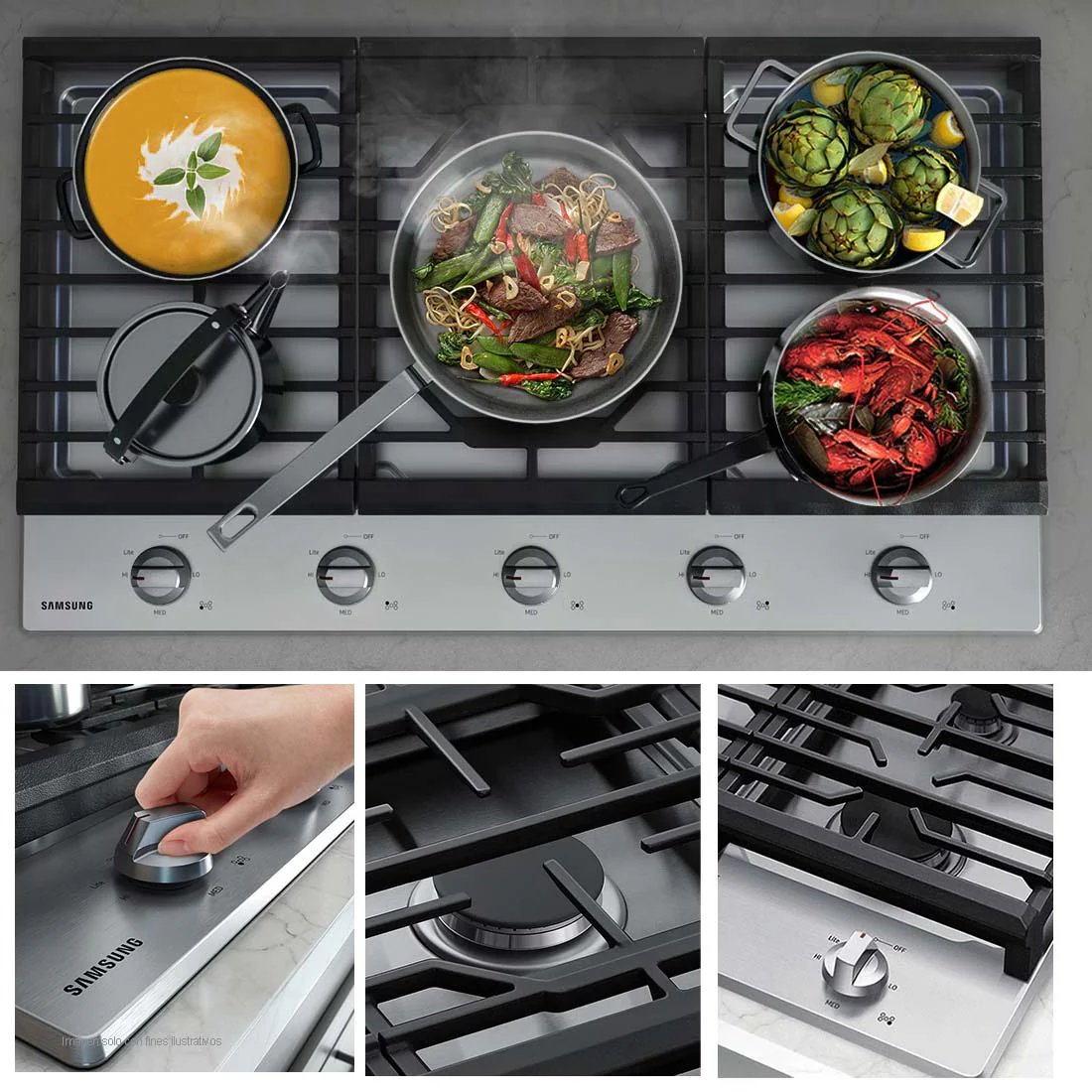 Estufa de 36" empotrable a gas acero inoxidable negro NA36R5310FS/AA Samsung - Image 11