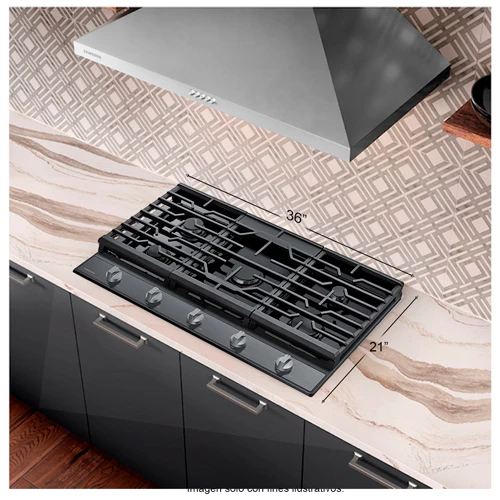 Estufa de 36" empotrable a gas acero inoxidable negro NA36R5310FS/AA Samsung - Image 6