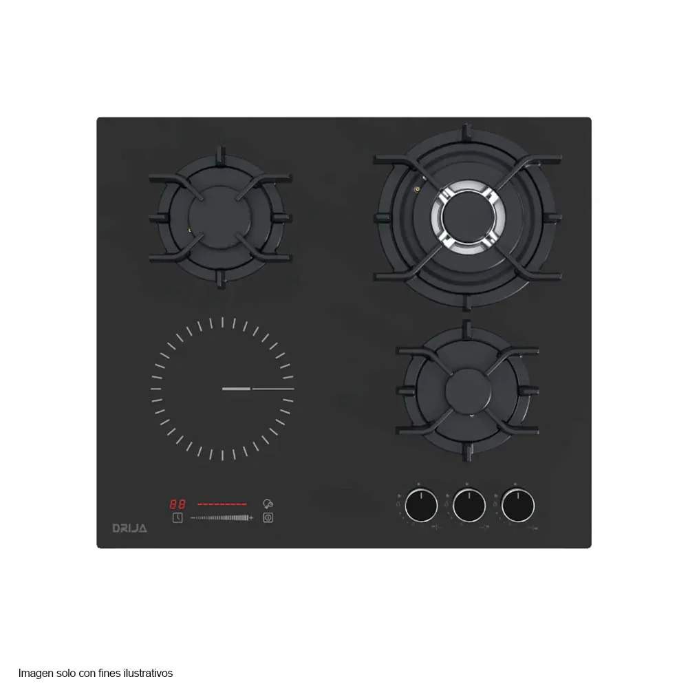 Estufa Dual empotrable 60” Sicilia Drija Vitroceramica 4 quemadores, perillas de lujo y control táctil - Image 2