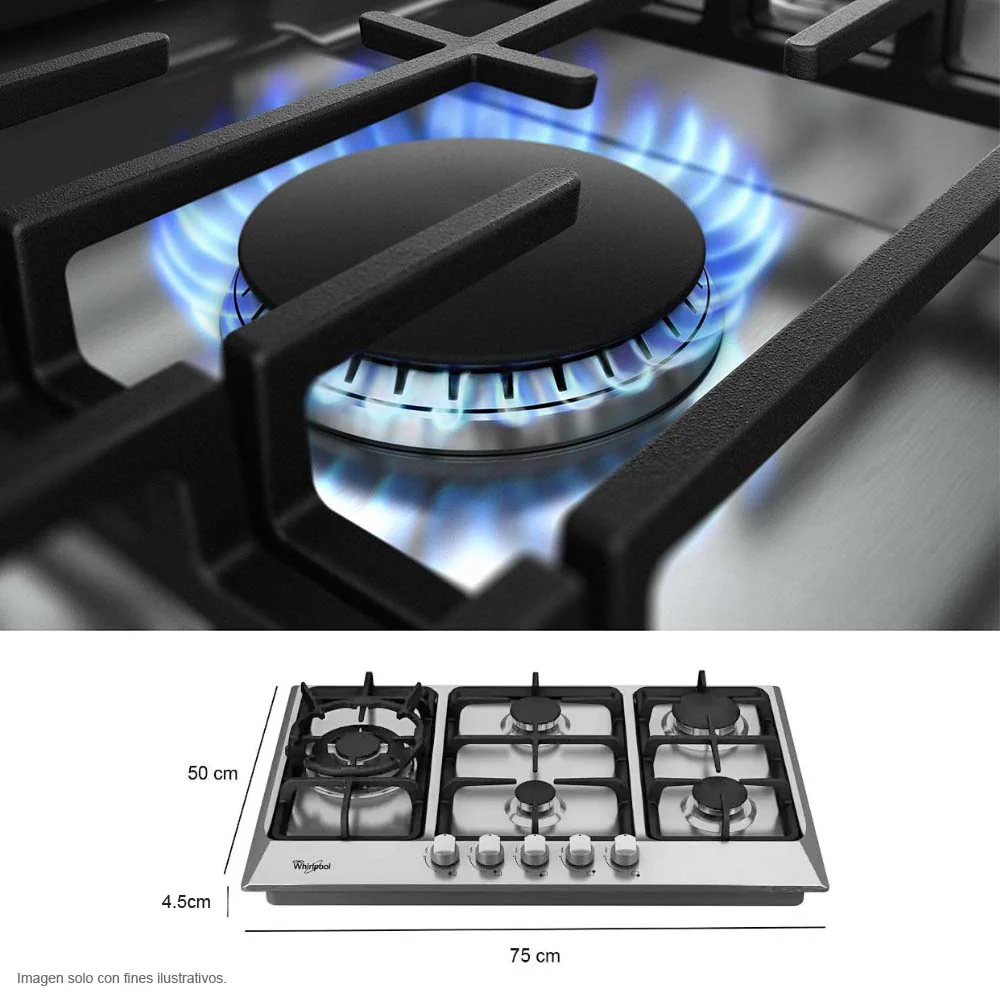 Estufa a gas 30" WP3040S Whirlpool de acero inoxidable - Image 3