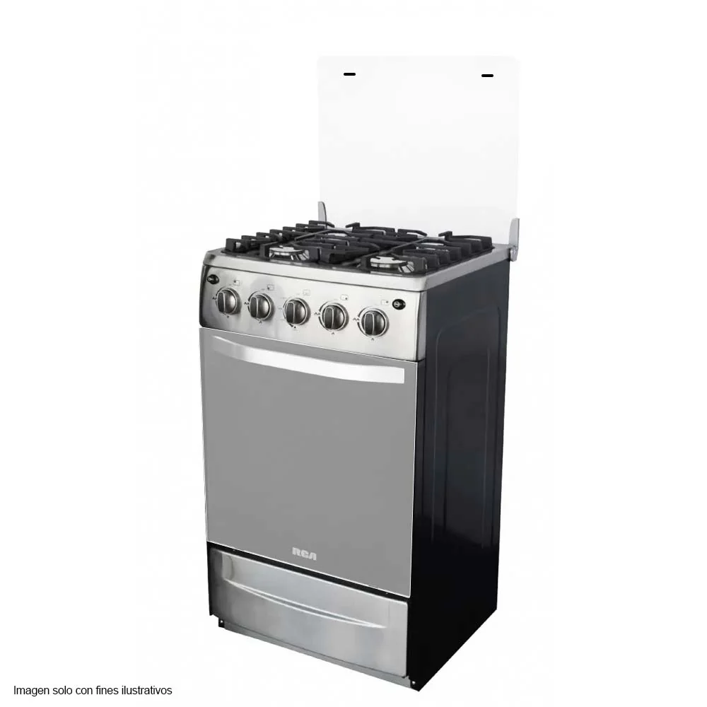 Estufa a gas de 20" 4 quemadores RCCR25 RCA, tapa de vidrio encendido eléctrico.