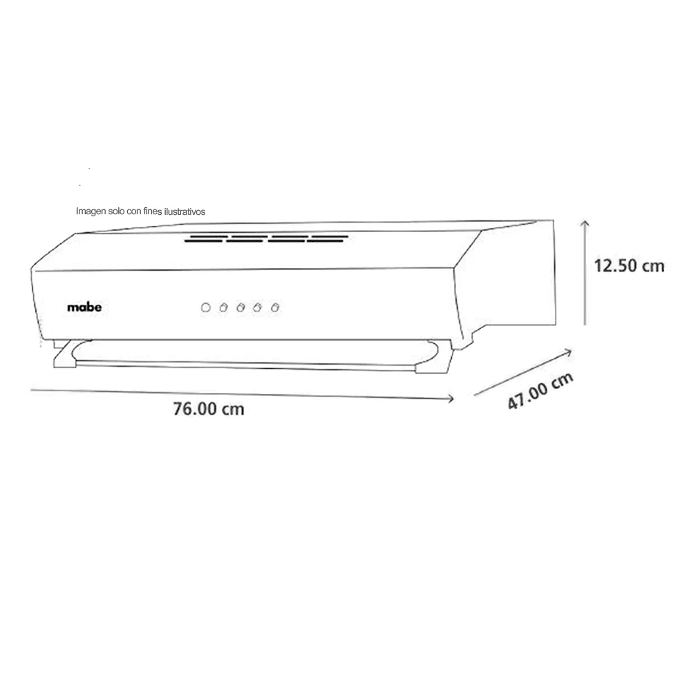 Extractor de grasa 76cm CM7645UNWO Mabe color negro 3 velocidades visor glass - Image 2