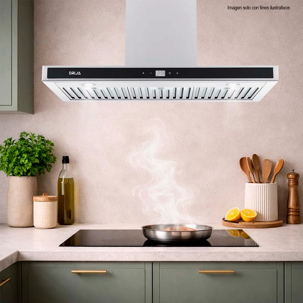 Extractor de grasa 90cm Quadrato 90 Acero inoxidable 2 chimeneas panel touch temporizador - Image 2