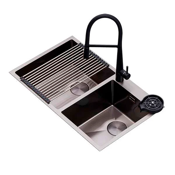 Fregador doble tina de lujo de 84cm LUCCA 84 Drija acero inoxidable satinado - Image 3