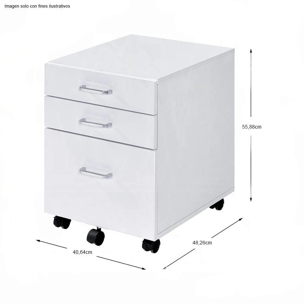 Gabinete Tennos 93194 color blanco 3 gavetas con ruedas - Image 3