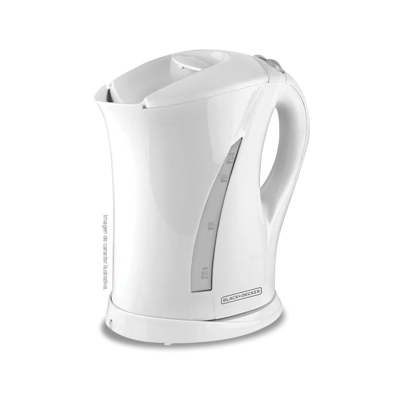 Hervidor inalámbrico JKCBD7876W Black And Decker de 1.7 litros. Base giratoria de 360°, apagado automático