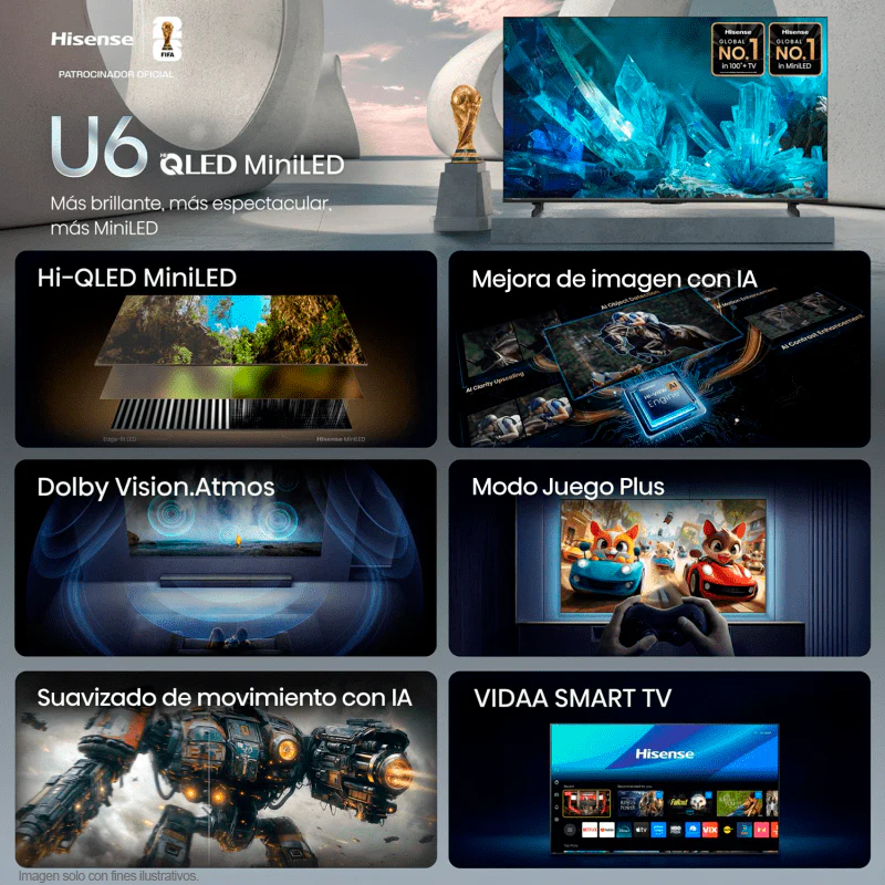 Televisor 75" ULED Mini LED Smart | serie U6 modelo 75U6ESV | Hisense - Image 4