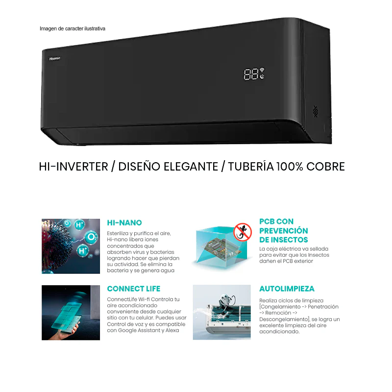 Aire acondicionado Split 24000 BTU, ATR242HB  Hisense, SEER 20, Wi-Fi. - Image 4