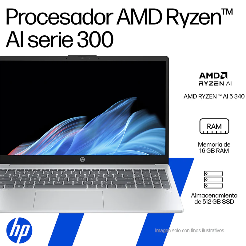 Laptop OmniBook 3 AI 15-fn0051la, HP | AMD Ryzen AI 5, 16 GB RAM, 512 GB SSD, 15.6" FHD, Windows 11 Home - Image 7