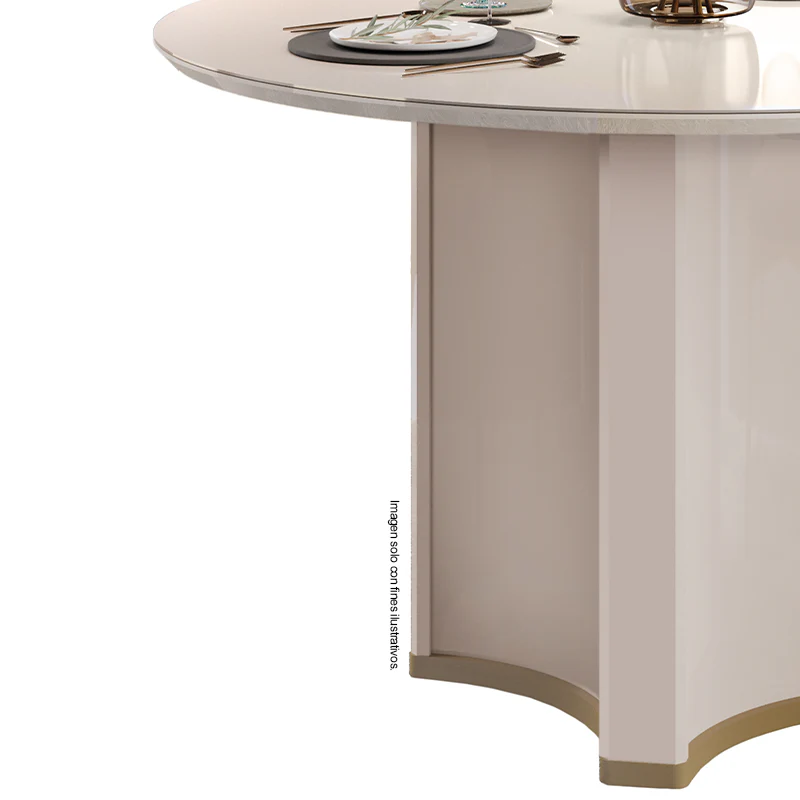 JUEGO DE COMEDOR CHANEL 4 PUESTOS - REDONDO MADERA/VIDRIO 1360X1360X30 04 SILLAS LIZY DORADO/BLANCO PERLA 38909.174983333 - Image 4