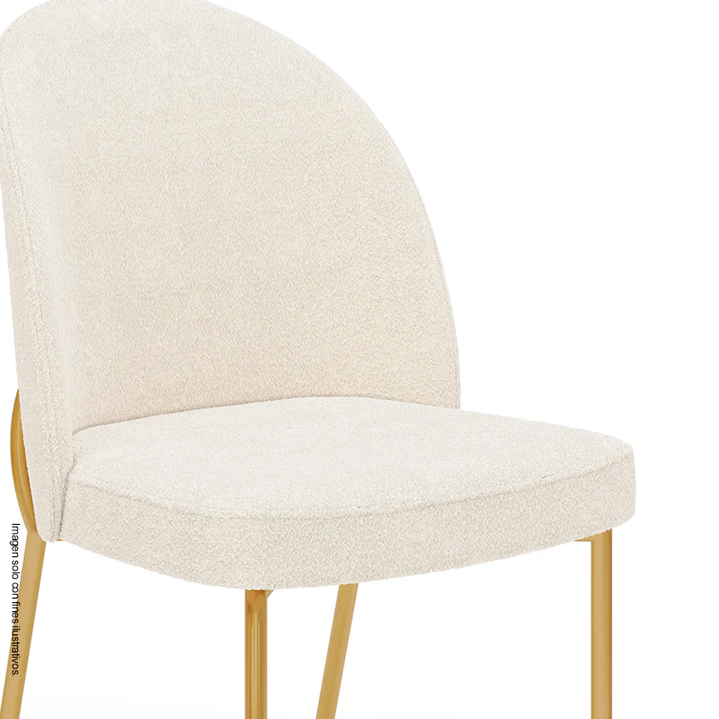 JUEGO DE COMEDOR CHANEL 4 PUESTOS - REDONDO MADERA/VIDRIO 1360X1360X30 04 SILLAS LIZY DORADO/BLANCO PERLA 38909.174983333 - Image 5