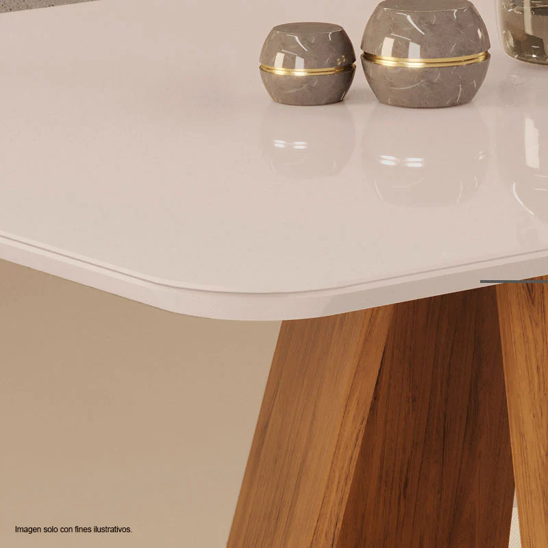 Juego de comedor cuadrado celeste 4 puestos, 4 sillas Lia Freijo/lino beige 31431.2228231 - Image 2