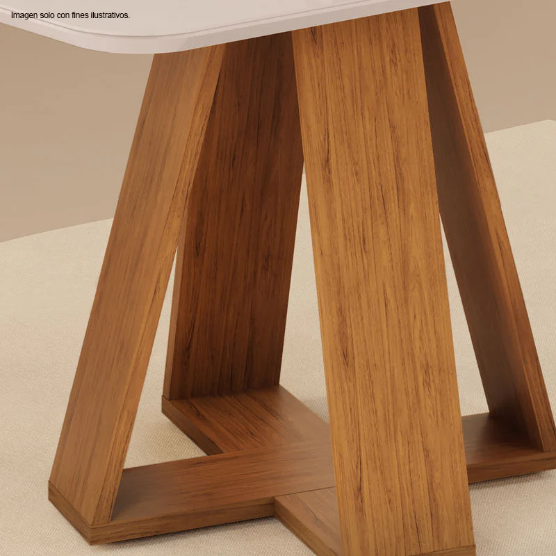 Juego de comedor cuadrado celeste 4 puestos, 4 sillas Lia Freijo/lino beige 31431.2228231 - Image 3