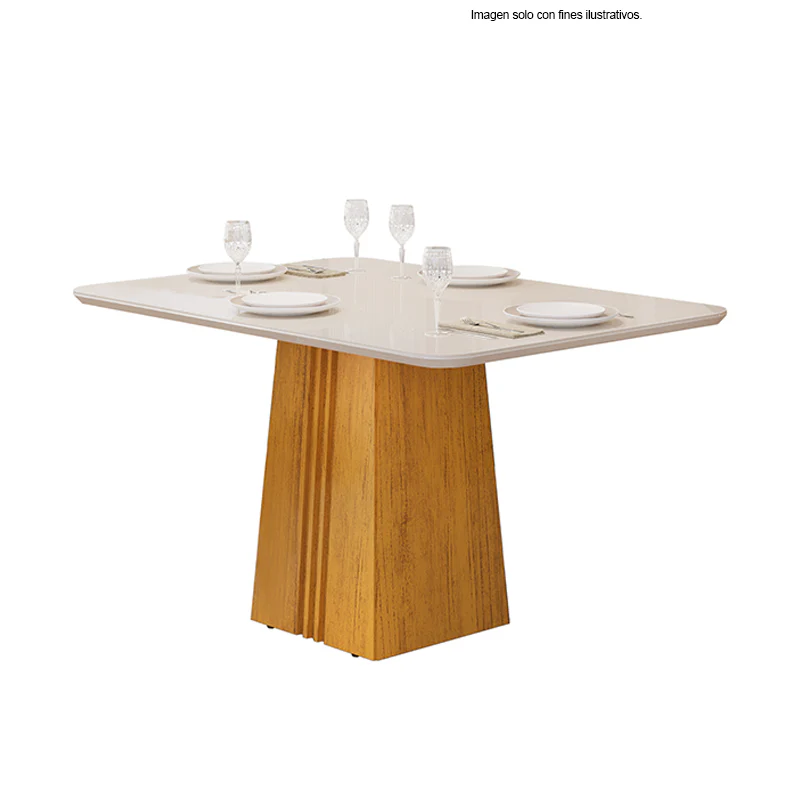 Juego de comedor 4 puestos, mesa Italia Cedro/Off + 4 sillas Julia Cedro/lino Beige, 30276.2549631 - Image 2