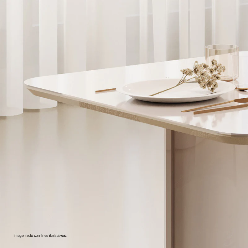 Juego de comedor mesa Liz 6 rectangular + 6 sillas Lizy color dorado / blanco perla 38911.174983333 - Image 2