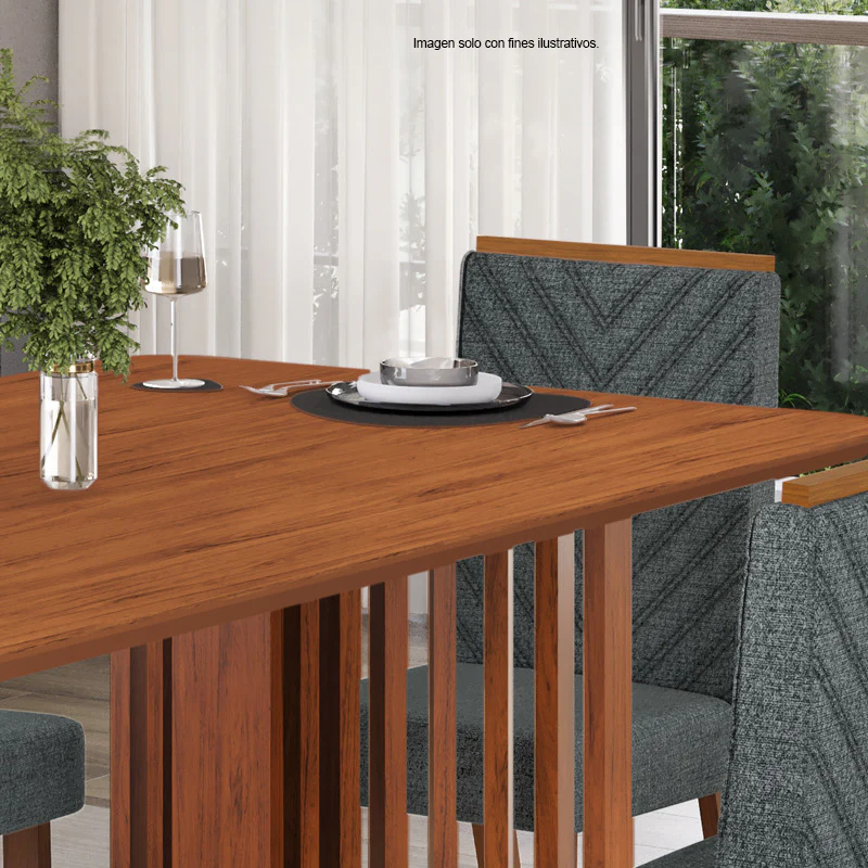 Juego de comedor 6 puestos, Mesa Luma + sillas Nara freijo/linho granito 38910.2298236 - Image 3