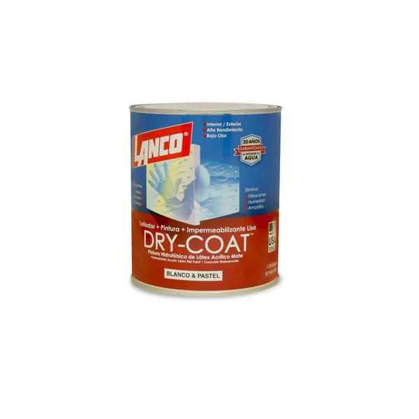 LANCO PINTURA ESPECIAL DRY COAT LISO BLANCO 1/4 GALON - Image 2
