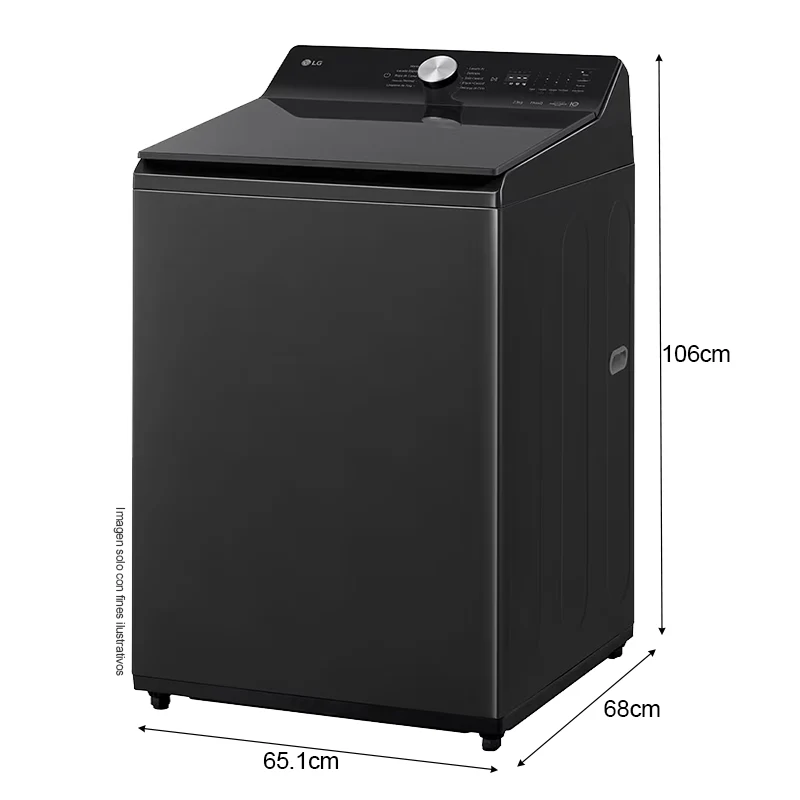 Lavadora 22kg carga superior | WT220BTX6 LG | sistema TurboWash | panel LED táctil | color negro | motor inverter con 10 años de garantía. - Image 5
