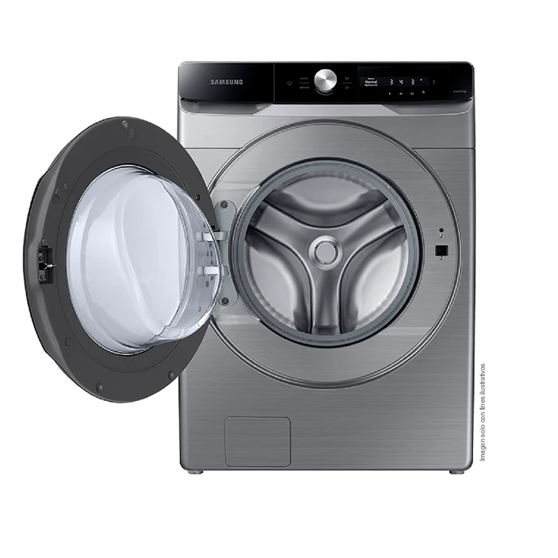 Lavadora Samsung carga frontal 22kg WF22C6400AP/AP plateado tambor de acero inoxidable pantalla control inteligencia artificial. - Image 3