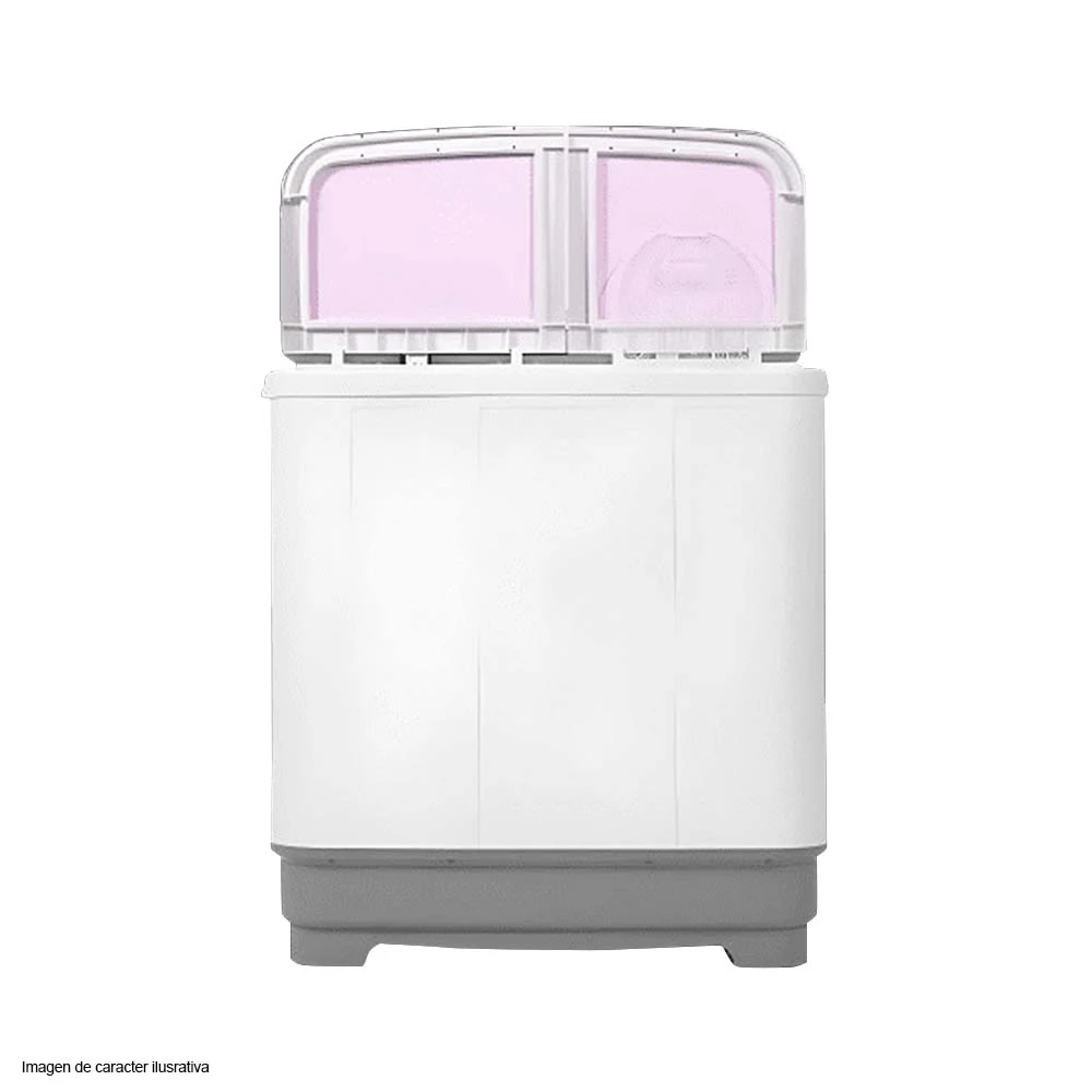 Lavadora semi automática 22kg NWM-22PK Nisato color blanca con tapa rosa. - Image 2