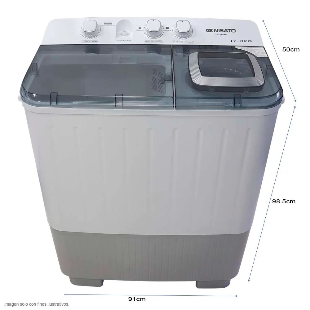 Lavadora semiautomática 17 kg NWM-1710PXL Nisato, tapa traslucida - Image 3