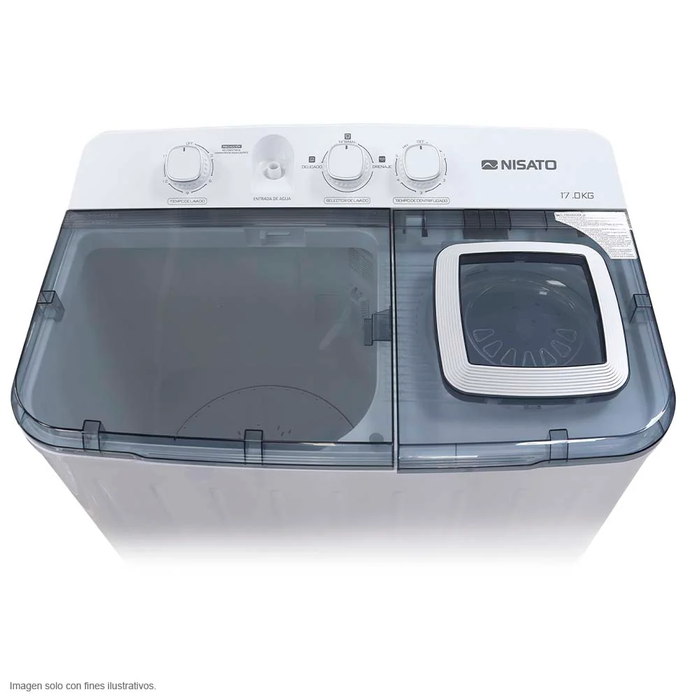 Lavadora semiautomática 17 kg NWM-1710PXL Nisato, tapa traslucida - Image 4