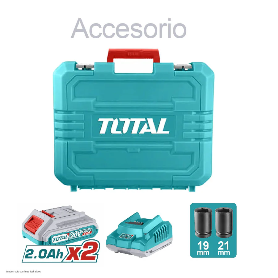 Llave de impacto dado cuadrado 1/2" UTIWL12035 Total, 20V 350NM incluye batería y cargador - Image 2