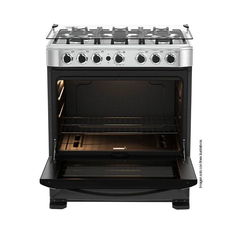 Estufa a gas de 30" (76cm) EMA7615FX0 Mabe, 6 quemadores, encendido electrónico por botón, parrillas de hierro fundid, horno de 109.83 litros - Image 3