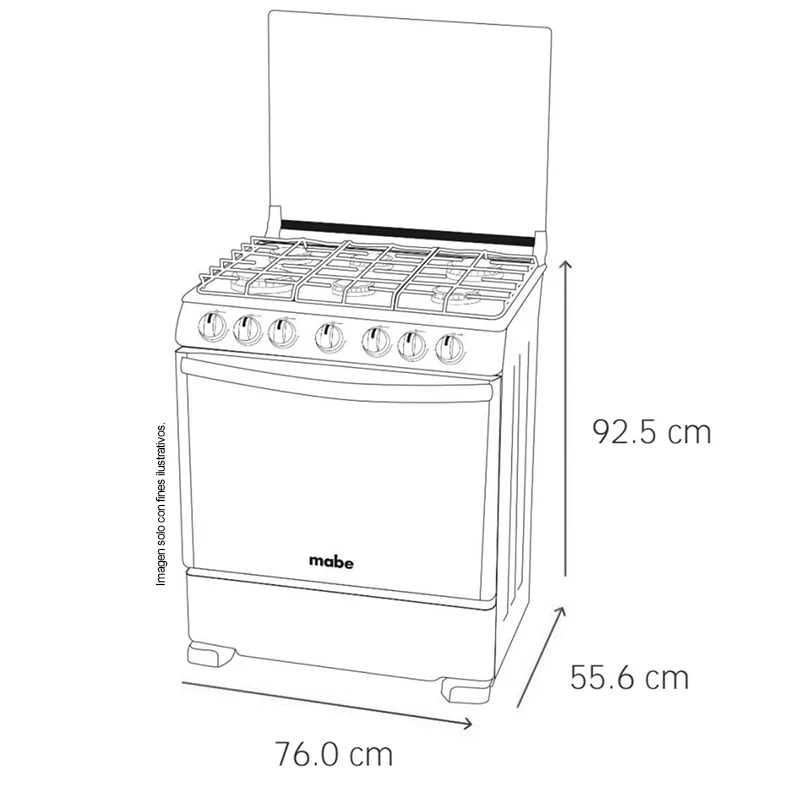 Estufa a gas de 30" (76cm) EMA7615FX0 Mabe, 6 quemadores, encendido electrónico por botón, parrillas de hierro fundid, horno de 109.83 litros - Image 6