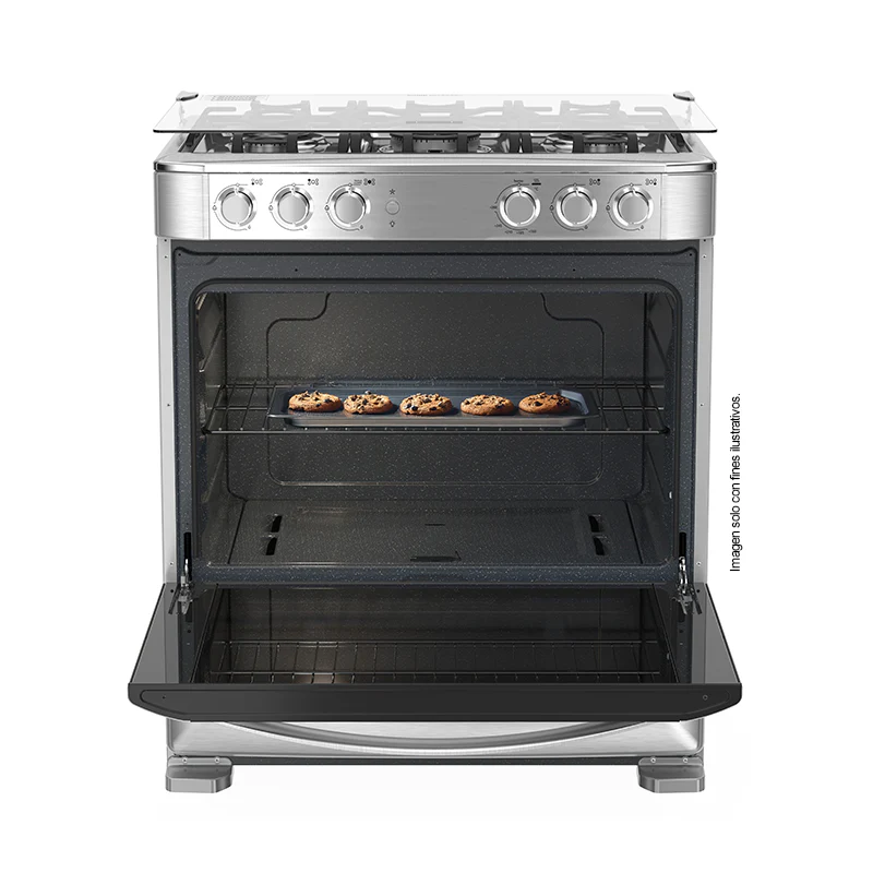 Estufa a gas de 30" (76cm) EMA7628FX0 Mabe, 5 quemadores, encendido electrónico por botón, parrillas de hierro fundid, horno de 109.83 litros - Image 3