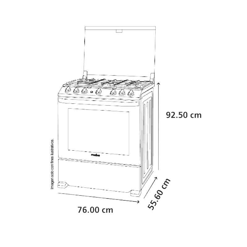 Estufa a gas de 30" (76cm) EMA7628FX0 Mabe, 5 quemadores, encendido electrónico por botón, parrillas de hierro fundid, horno de 109.83 litros - Image 7