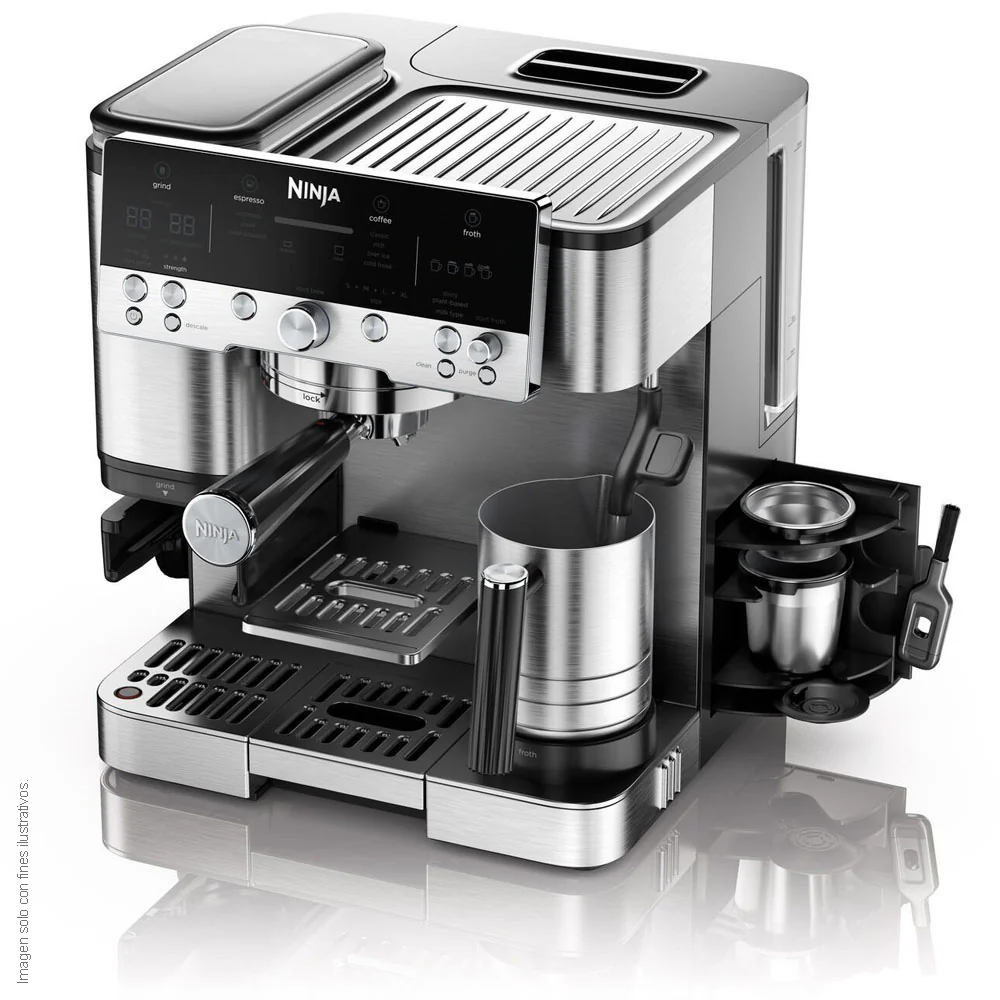 Maquina cafetera 3 en 1 ES601Ninja Serie Premier, cappuccino, cold brew y espresso con molinillo y espumador de leche integrados, fácil de usar y 4 preajustes automáticos de espuma color plata - Image 2