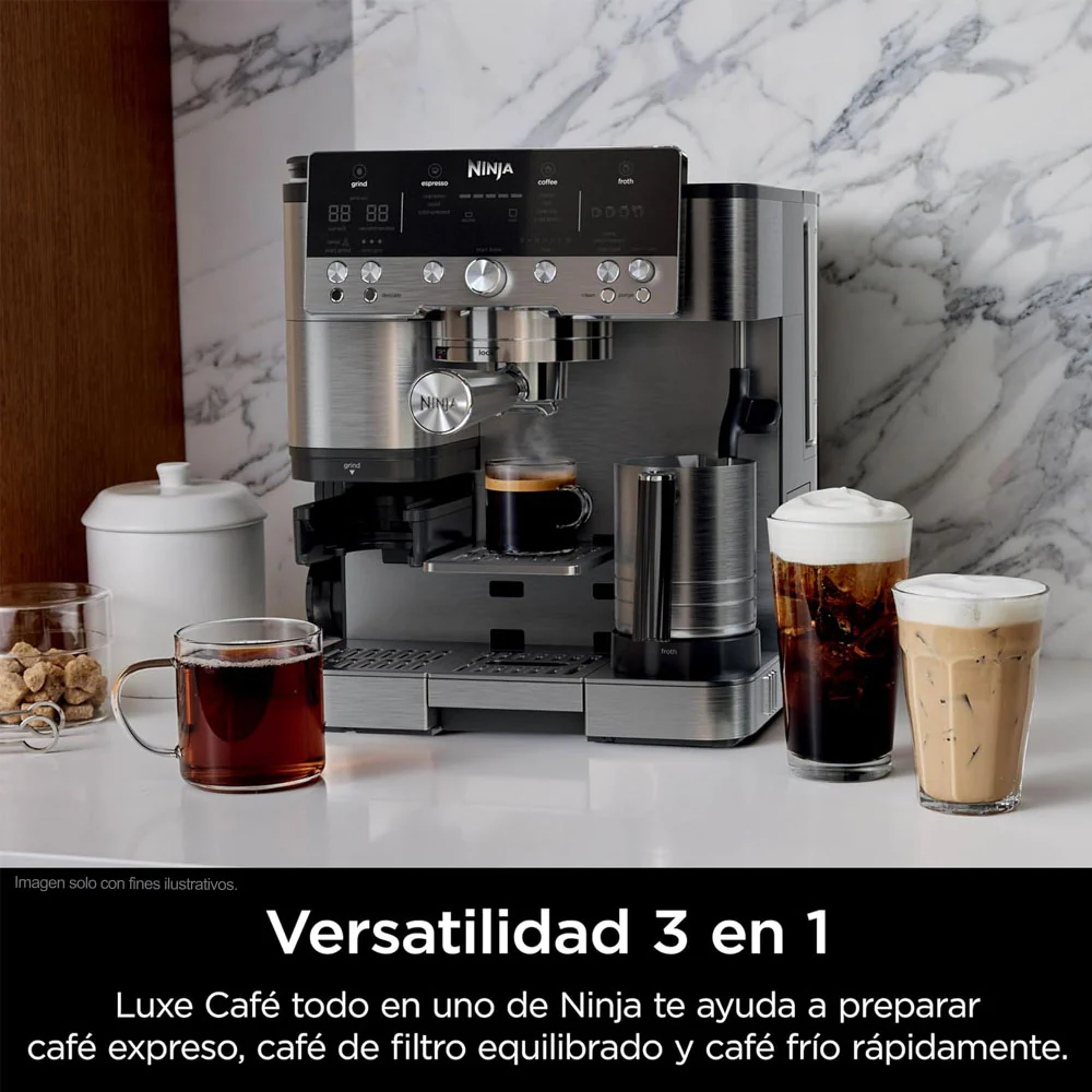 Maquina cafetera 3 en 1 ES601Ninja Serie Premier, cappuccino, cold brew y espresso con molinillo y espumador de leche integrados, fácil de usar y 4 preajustes automáticos de espuma color plata - Image 7