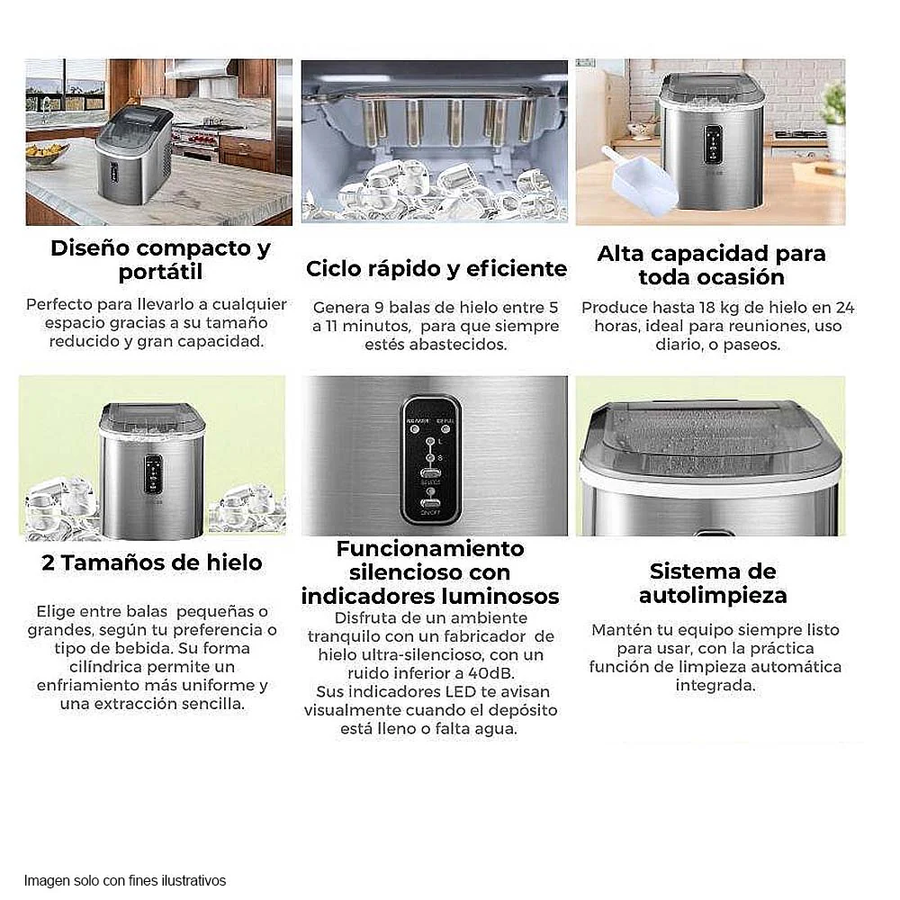 Máquina para hacer hielo portátil FH18 24h 18kg Drija acero inoxidable - Image 4