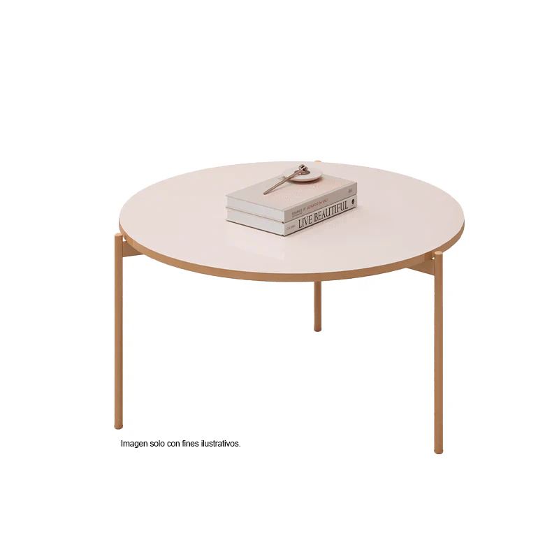 Mesa de centro Bela Off White 34494.174, color blanco roto, dorado, MDF. - Image 2