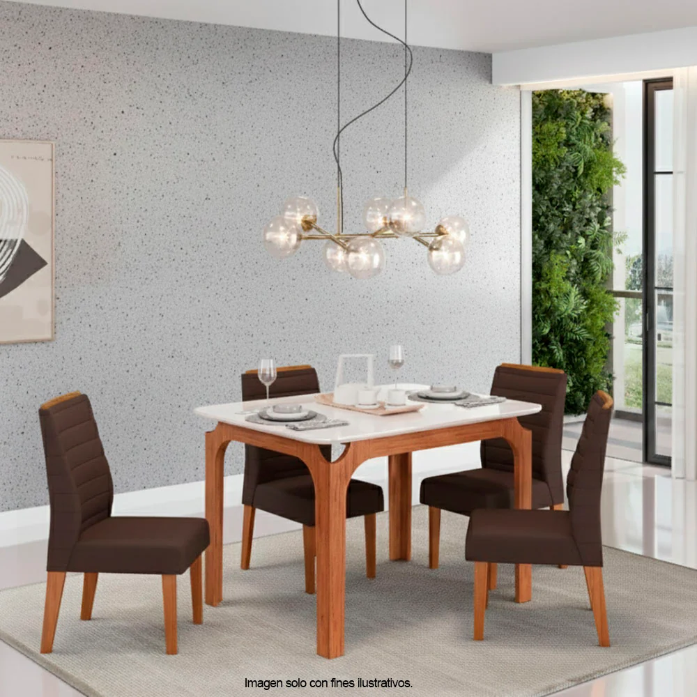 Juego de comedor Marina para 4 puestos + 4 sillas Ondina Moca - Image 2