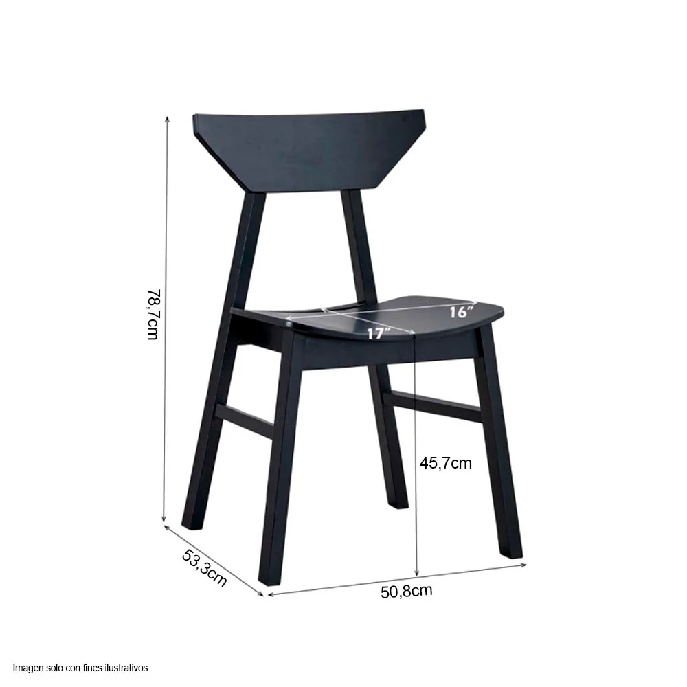 Mesa de comedor 4 puestos + silla Briar color negro - Image 3