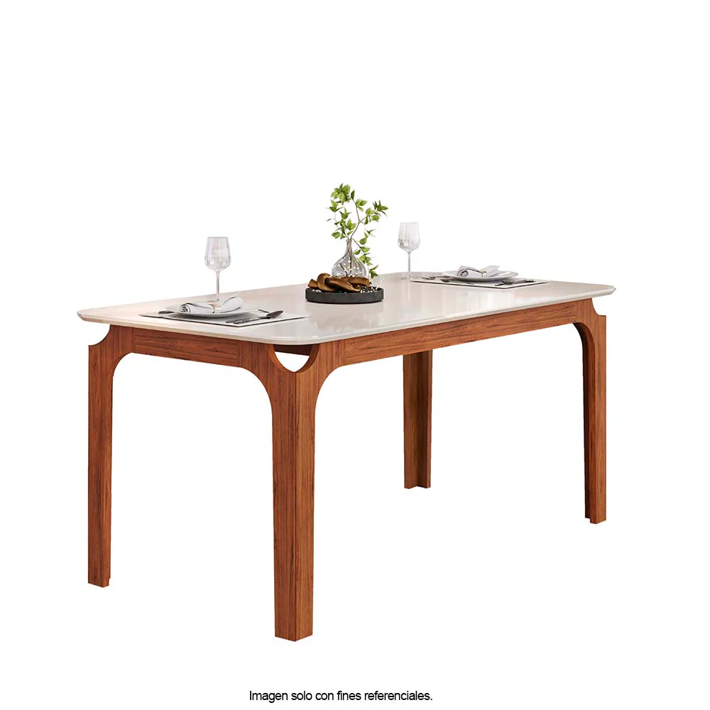 Juego de comedor Marina para 6 puestos + 6 sillas Jade Freijo / tercipelo Moca - Image 3